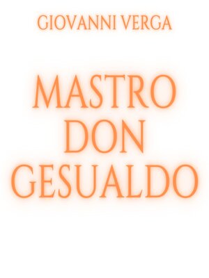 cover image of Mastro Don Gesualdo